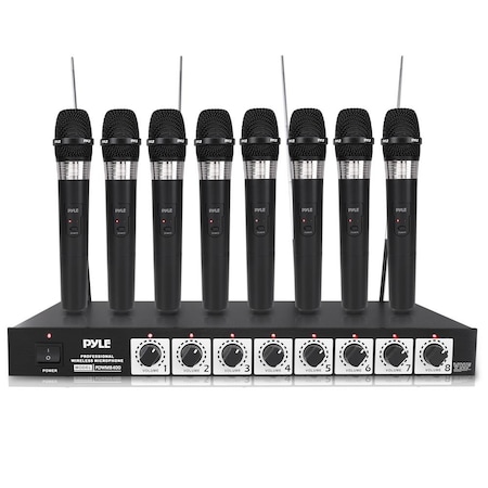 Pyle 8 Mic Professional Handheld Vhf Wireless Microphone System PDWM8400